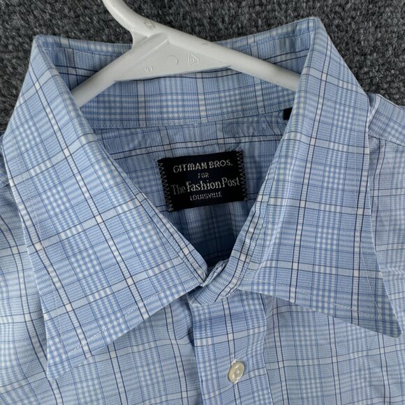 Gitman Bros For Fashion Post Louisville Blue White Plaid 16.5 34 Button Up Shirt - Picture 7 of 14